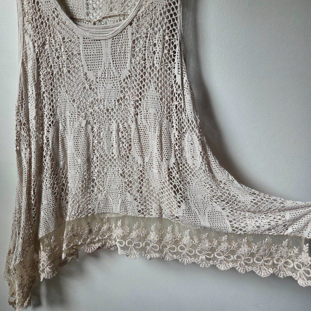 EUC AQUAVITA 2 PC TAUPE KNIT LACED 2 PC TANK TOP BEACH / SWIM ONE SIZE - Picture 3 of 15